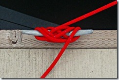 Side view - Quickly tying a cleat - use several Figure 8 Hitches 