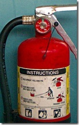 A partially discharged fire extinguisher