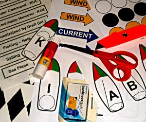 Materials for making magnetic class aids for teaching Marine Rules of The Road.