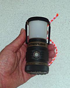 Streamlight Siege Lantern, Three AAA battery size.